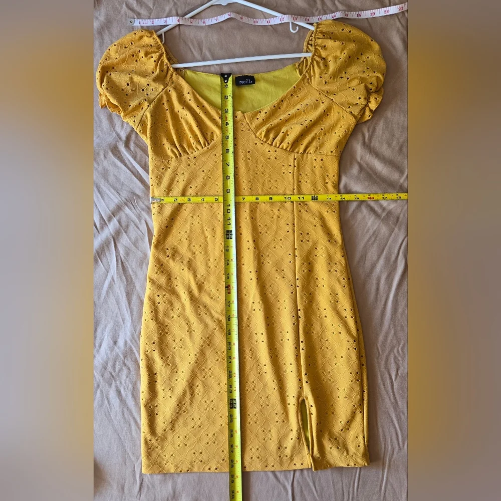 Rue21 Lined Dress With Hole Pattern & Ruffle Sleeves & a Form Fit, S? - Picture 5 of 5